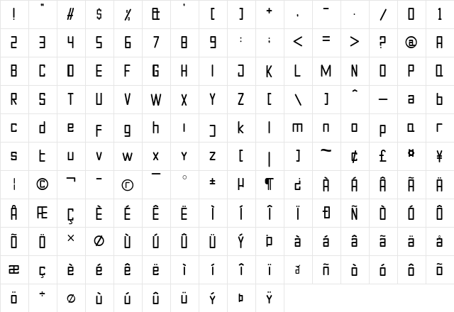 Javanese Neu Regular  glyph index