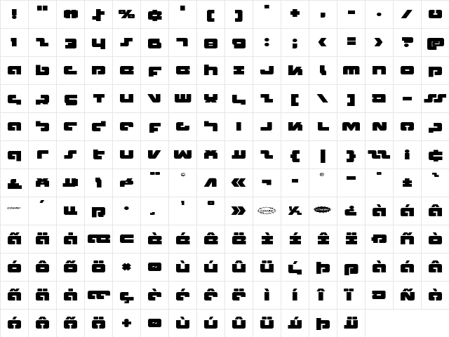Boomstick Expanded Expanded  glyph index