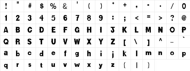 NewBold Th Regular  glyph index