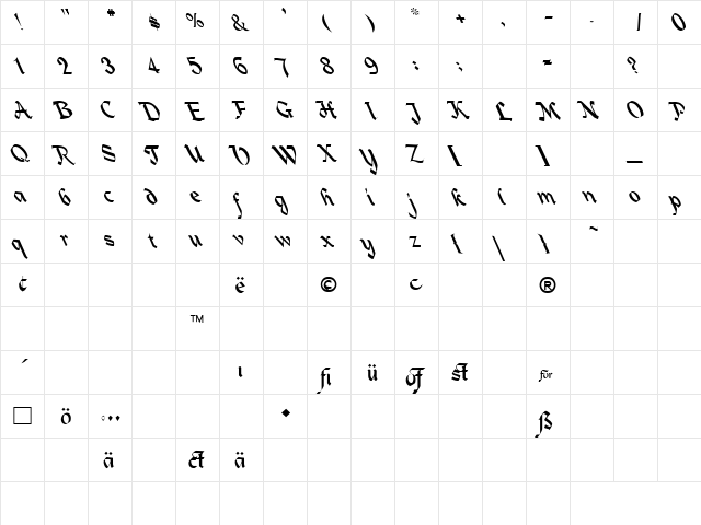 Crypt 1 Regular  glyph index
