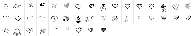 PWLittleHearts Medium  glyph index