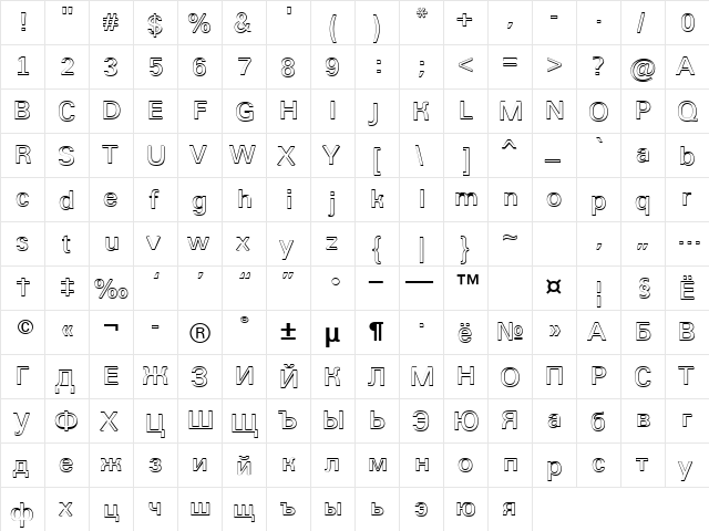 a_GroticSh Bold  glyph index