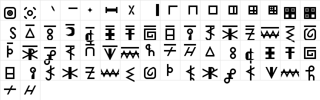 ARGON Regular  glyph index