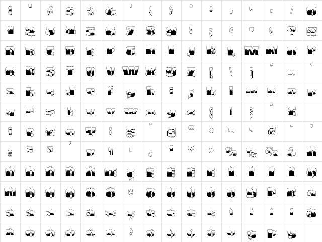 Gramius 'Blizzard' Regular  glyph index