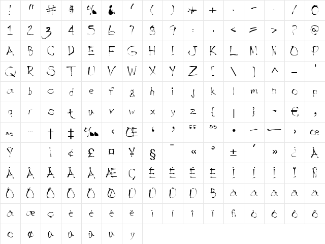 Diabolo Regular  glyph index