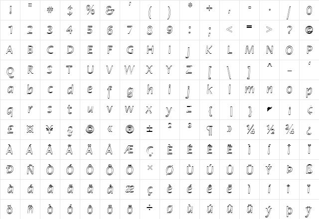 FZ BASIC 17 HOLLOW Normal  glyph index