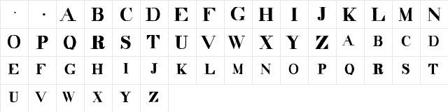 decadence itd condensed Regular  glyph index