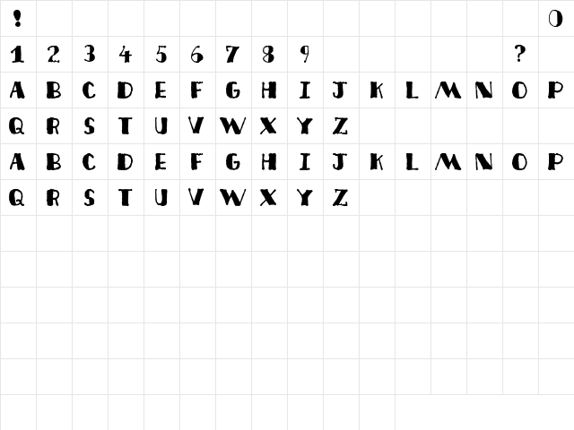 Deco Freehand Regular  glyph index