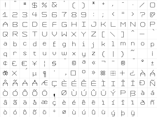 Formation Regular  glyph index