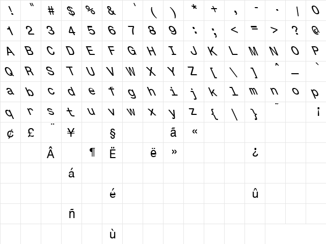 Gallows Pole 2 Regular  glyph index