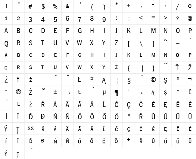FranklinGotSCItcTEEBooCon Regular  glyph index