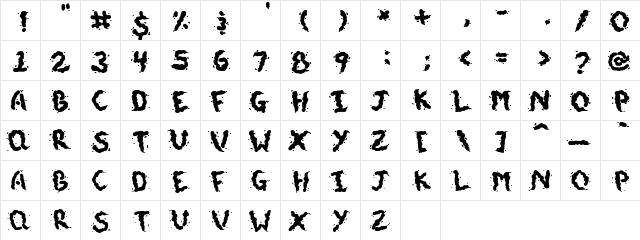 Doggie Doodie Regular  glyph index