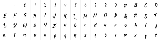 Rolingline Regular  glyph index