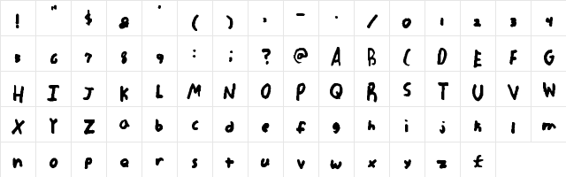 kitten-boy's font Regular  glyph index