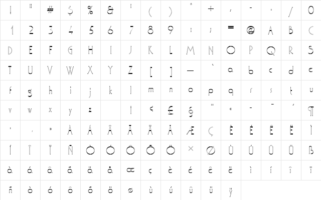WashingtonDExtLigOu1 Regular  glyph index