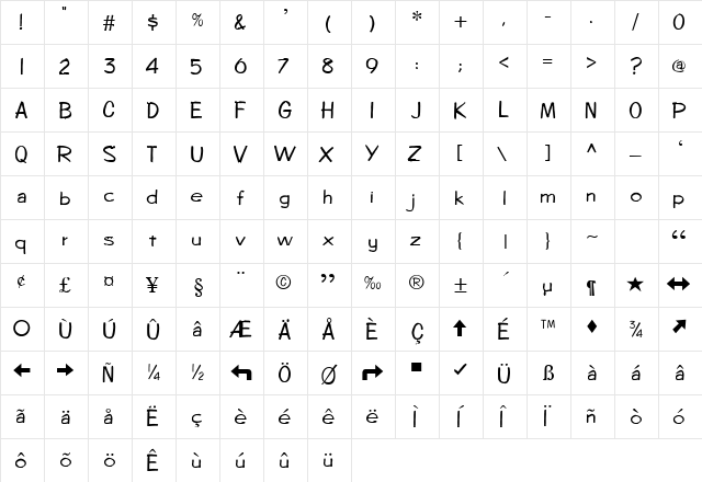 Diego1-Light Regular  glyph index