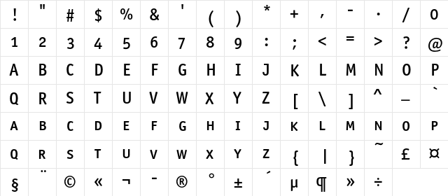 OfficinaSansMediumSCC Regular  glyph index
