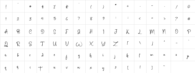 Carmillos Regular  glyph index
