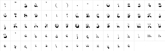 Down Wind Regular  glyph index