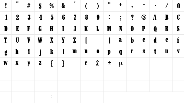 QuesadaDisplaySSK Regular  glyph index