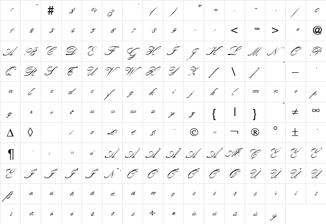 KremlinScriptTwo Regular  glyph index