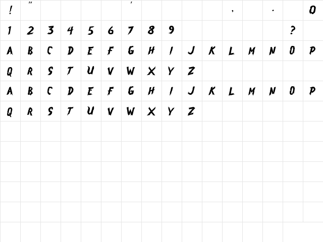 Brasblus Regular  glyph index