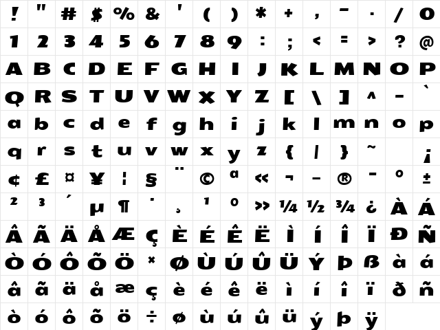 Seymour One Book  glyph index