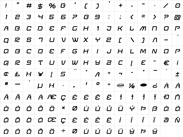 Miracle Mercury Semi-Bold Semi-Italic Semi-Bold Semi-Italic  glyph index