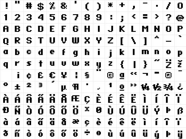standard 07_65 Regular  glyph index