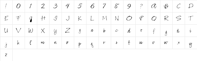 Antioch Regular  glyph index
