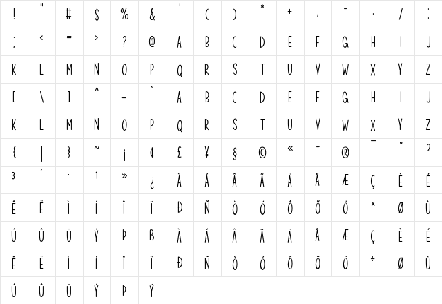 Christmas Respite Regular  glyph index