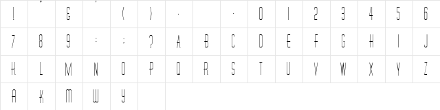 DinerRegular Regular  glyph index