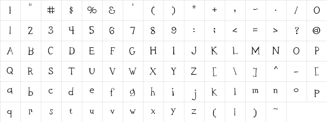 CK Nitelite Regular  glyph index