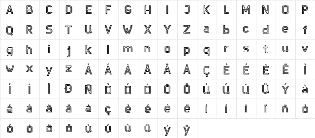 Djavaloca-Inline - DEMO Regular  glyph index
