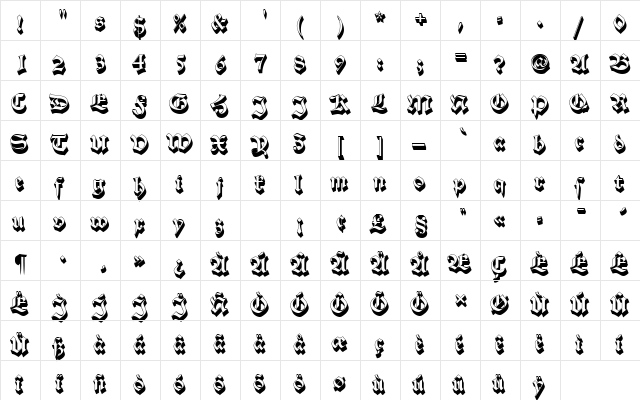 AlteSchDSh1 Regular  glyph index