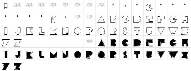PacFont Regular  glyph index