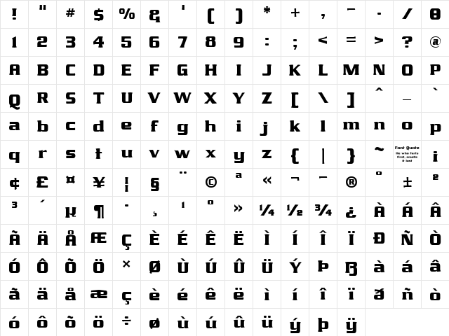 James Eight Eleven Regular  glyph index