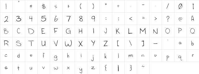 Tucker regular  glyph index