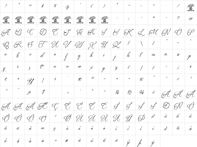 Qaskin White Personal Use Regular  glyph index