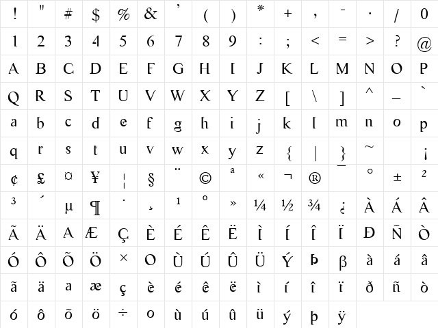 Flash Genocide Regular  glyph index