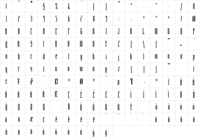 PlanetThreeHundred Regular  glyph index