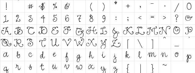 DJ Fancy Regular  glyph index