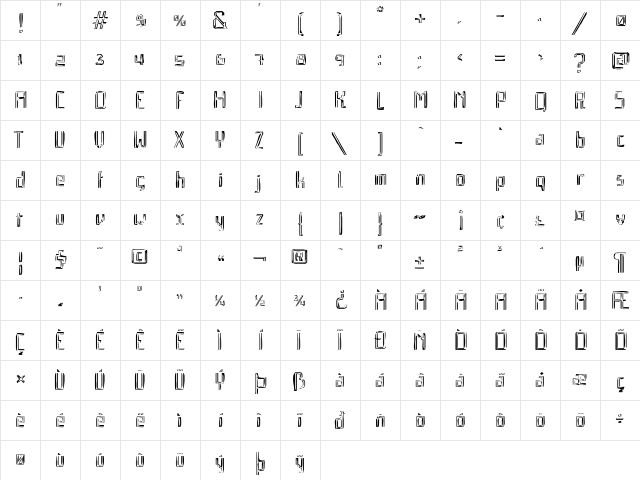 Qebrada Regular  glyph index
