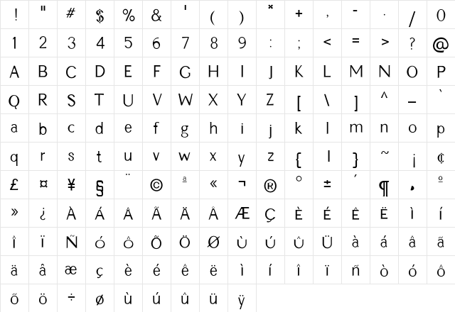 Kathlita- Regular  glyph index