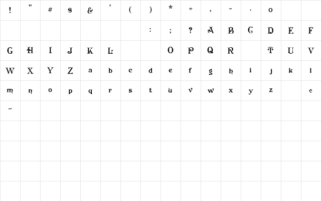 redraw3b Regular  glyph index