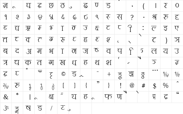 Neptimes Regular  glyph index