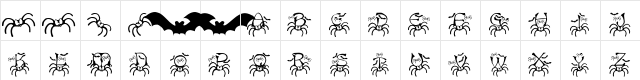 RMSpider2 Regular  glyph index