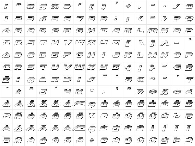 Skyhawk Platinum Italic Italic  glyph index