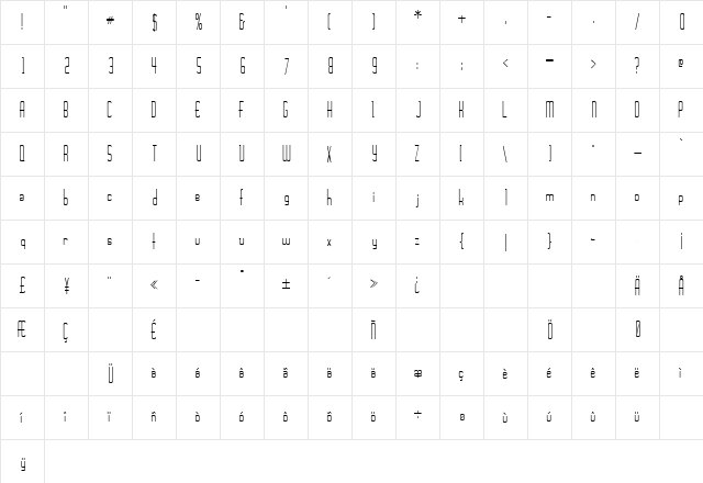 WickerSSK Regular  glyph index