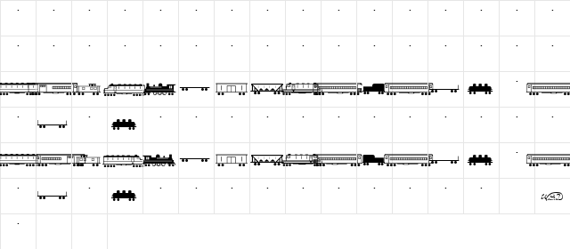 Trains Regular  glyph index